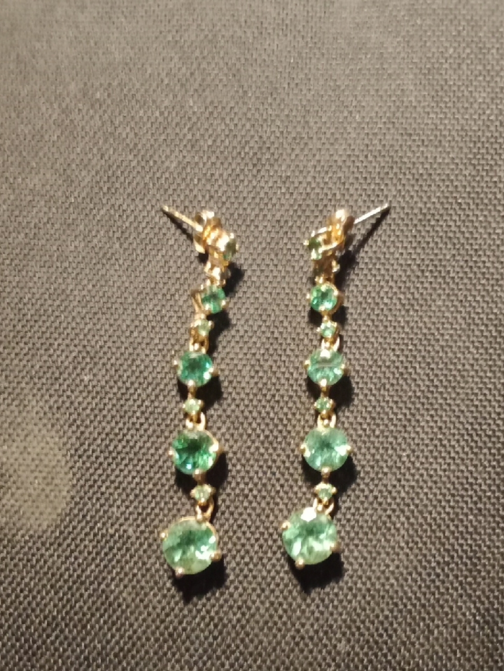 RoseGold Drop Earrings with Green Gemstones